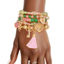 Pink Green Glass Love AKA Bracelets|Stretch to Fit