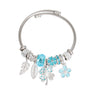 Silver Blue Clover Cable Bangle