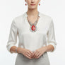 Pendant XL Red Cracked Teardrop Tribal Necklace