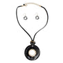 Pendant Tribal Black Leopard Ring Leather Necklace