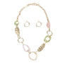 Long Gold Pink and Green Link Chain Necklace