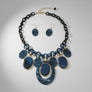 Necklace Blue Glitter Oval Swirled Set for Women
