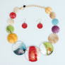 Collar Multicolor and Clear Disc Necklace Women