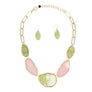 Collar Pink Green Agate Marbled Necklace