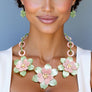 AKA Collar Marbled Pink Green Links 3D Flower Set