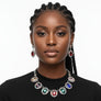 Collar Silver Filigree Multicolor Crystal Necklace