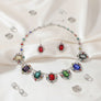 Collar Silver Filigree Multicolor Crystal Necklace