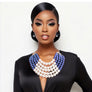 Blue and Cream Pearl 5 Row Necklace