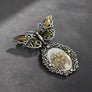 Brooch Antique Butterfly Oval Picture Frame Pin