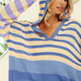 BiBi Striped Color Block Hooded Knit Top