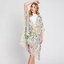 DIONA J WATERCOLOR GEOMETRIC PRINT KIMONO CARDIGAN ONE SIZE COLOR BEIGE