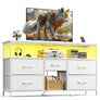 TV Stand Dresser With 5 Drawers, TV Stands Entertainment Center For 50 Inch Television, Media Console Table With Power Outlets And LED Lights, Office Lockers, Open Shelf, Living Room