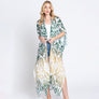 DIONA J DAMASK PRINT OPEN FRONT LONG KIMONO ONE SIZE COLOR GREEN