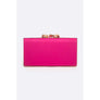 DIONA J CRYSTAL BUCKLE METALLIC BOX CLUTCH SHOULDER BAG COLOR BLACK