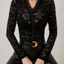 Ruffled V-Neck Long Sleeve Lace Top