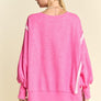 Davi & Dani Side Slit High-Low Lantern Sleeve Knit Top