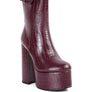 Bumpy Croc High Block Heeled Chunky Ankle Boots