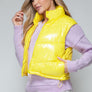 Snobbish Zip Up Turtleneck Shiny Quilted Vest