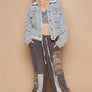 POL Star Textured Raw Hem Long Sleeve Denim Jacket