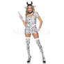 6 PC Devil Cow Animal print “Moo” Mini Dress with Bell Accent Costume Set Sz XL