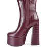 Bumpy Croc High Block Heeled Chunky Ankle Boots