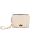 DIONA J WOMEN FASHION SMOOTH SOLID HAND STRAP ZIPPER WALLET COLOR IVORY