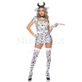 6 PC Devil Cow Animal print “Moo” Mini Dress with Bell Accent Costume Set Sz S/M