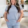 Double Take Full Size Texture Short Sleeve T-Shirt and Drawstring Shorts Set