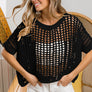 BiBi Hollowed Out Short Sleeve Knit Cover Up