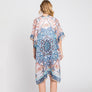DIONA J ABSTRACT PAISLEY PRINT KIMONO CARDIGAN ONE SIZE COLOR TURQUOISE
