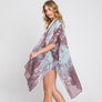 DIONA J ABSTRACT PAISLEY FLOWER PRINT KIMONO CARDIGAN ONE SIZE COLOR BROWN