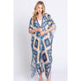 DIONA J BOHO PRINT KIMONO COVER UP ONE SIZE COLOR BLUE