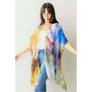 DIONA J ABSRACT WATERCOLOR PRINT KIMONO ONE SIZE COLOR YELLOW