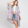 DIONA J ABSTRACT PAISLEY PRINT KIMONO CARDIGAN ONE SIZE COLOR GREEN