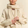 Davi & Dani V-Neck Dropped Shoulder Sweater with Scarf