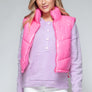Snobbish Zip Up Turtleneck Shiny Quilted Vest