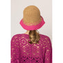 DIONA J TWO TONE STRAW BUCKET HAT ONE SIZE COLOR FUCHSIA