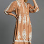 Umgee Full Size Printed Notched Midi Dress