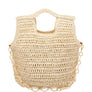 DIONA J STRAW HANDLE CHAIN LINK TOTE BAG COLOR BLUE
