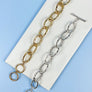 7 INCHES SYMMETRICAL CHUNKY CHAIN WORN GOLD BRACEL