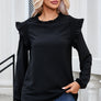 Frill Mock Neck Ruffled Balloon Sleeve Blouse