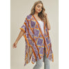 DIONA J TRIBAL PATTERN KIMONO CARDIGAN COVER UP ONE SIZE COLOR YELLOW