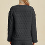 Double Take Full Size Texture Round Neck Long Sleeve Top and Shorts Set