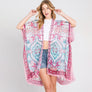 DIONA J ABSTRACT PAISLEY PRINT KIMONO CARDIGAN ONE SIZE COLOR PINK