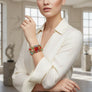 Multicolor Glass and Cracked Bead Woven Bracelet