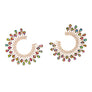 Stud Medium Pink Green C Shape Stone Earring Women