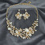 Gold Floral Intricate Crystal Collar Necklace