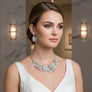 Silver Floral Intricate Crystal Collar Necklace