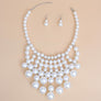 Bib White Pearl Vintage Bib Drop Necklace Set