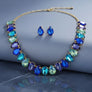 Ocean Teardrop Crystals Gemstone Collar Necklace